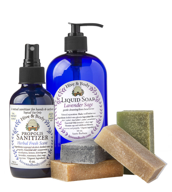 Hygiene Set, Sanitizer, Lavender Liquid Soap, Soap Sampler Set